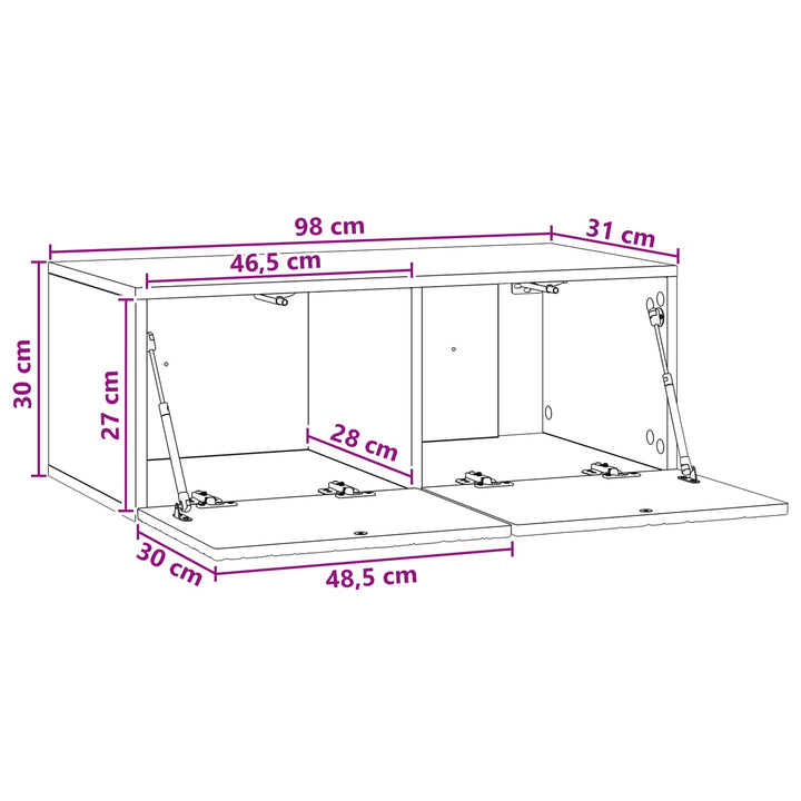 Væghængt TV-skab 98 x 31 cm Artisan-eg Konstrueret træ