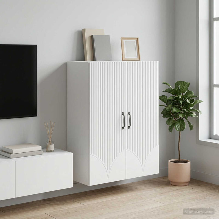 Vægmonteret skab Hvid 66 x 34,5 x 90 cm Konstrueret træ
