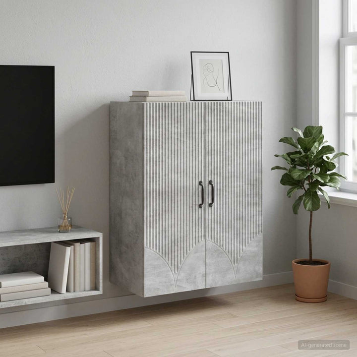 Vægmonteret skab 66 x 34,5 x 90 cm Konstrueret træ Betongrå