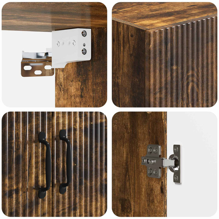 Vægmonteret skab 66 x 34,5 x 90 cm Konstrueret træ Røget eg