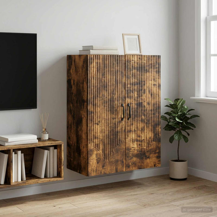 Vægmonteret skab 66 x 34,5 x 90 cm Konstrueret træ Røget eg