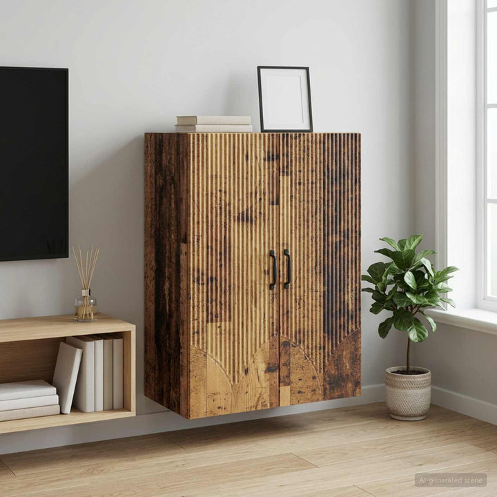 Vægmonteret skab 66 x 34,5 x 90 cm Konstrueret træ Gammelt træ