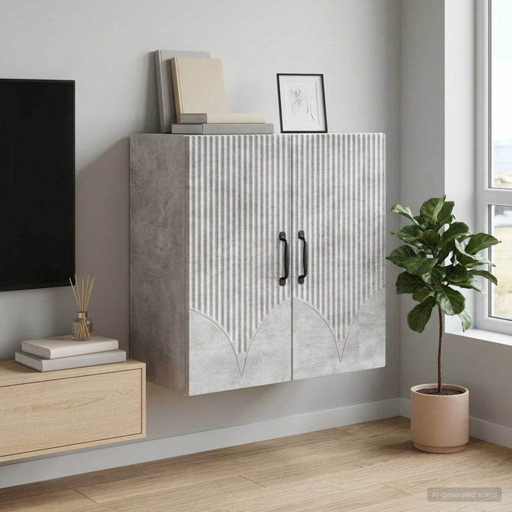 Vægmonteret skab 59 x 31 x 60 cm Konstrueret træ Betongrå