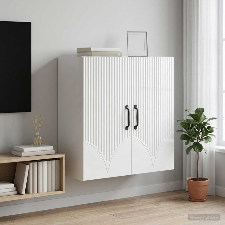 Vægmonteret skab 59 x 31 x 60 cm Konstrueret træ Hvid højglans