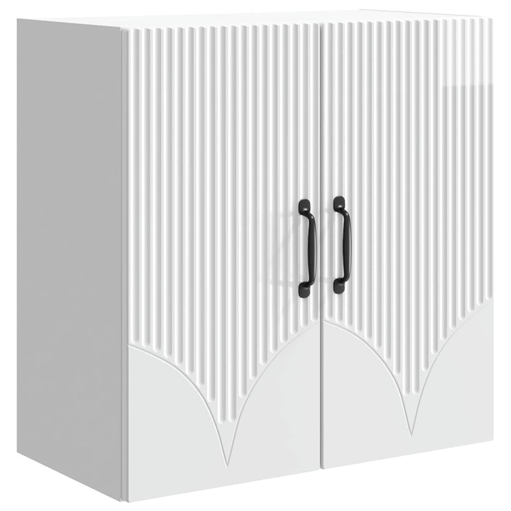Vægmonteret skab Hvid højglans 59 x 31 x 60 cm Konstrueret træ