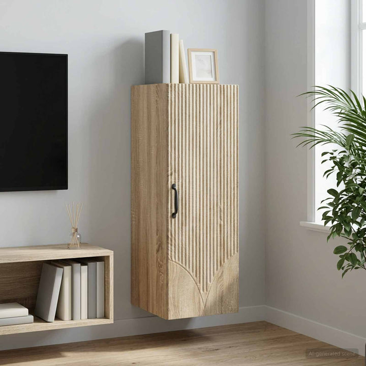 Vægmonteret skab 33 x 34,5 x 90 cm Konstrueret træ Sonoma-eg