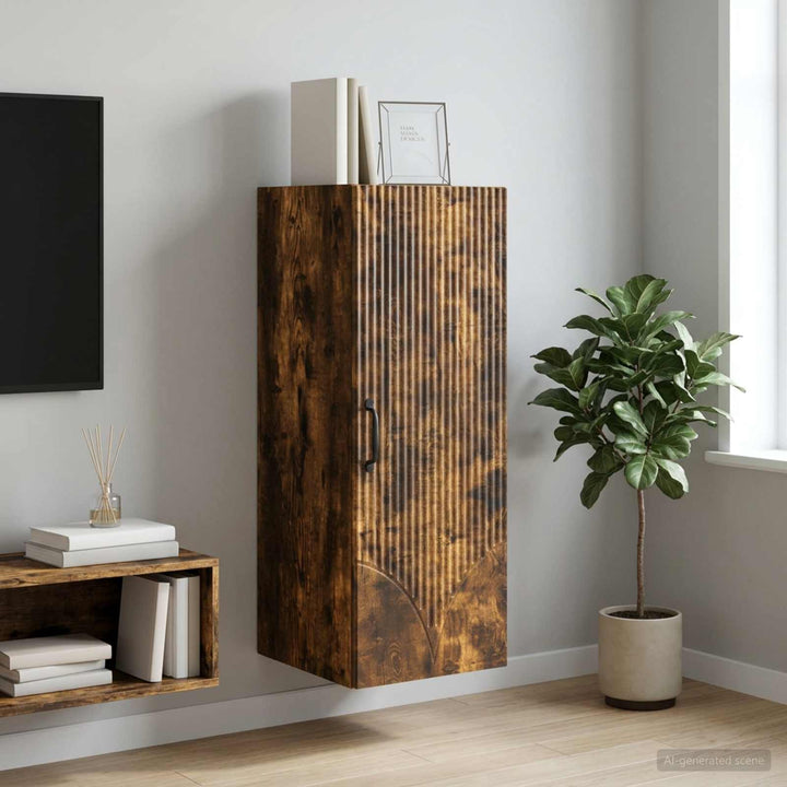 Vægmonteret skab 33 x 34,5 x 90 cm Konstrueret træ Røget eg