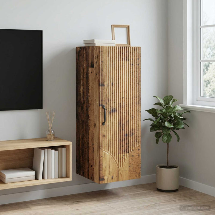 Vægmonteret skab 33 x 34,5 x 90 cm Konstrueret træ Gammelt træ