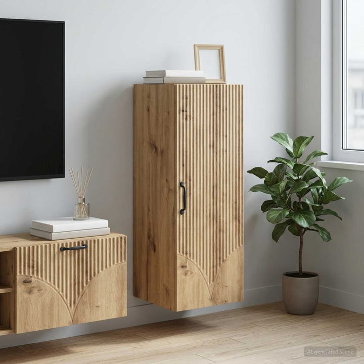 Vægmonteret skab 33 x 34,5 x 90 cm Konstrueret træ Artisan-eg