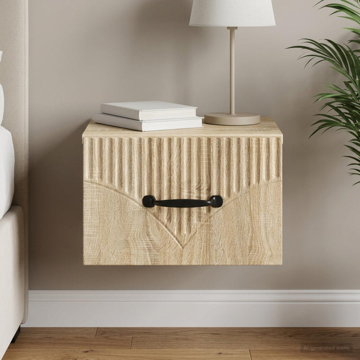 Væghængt Natbord Sonoma-eg 34,5 x 33 x 20 cm Konstrueret træ