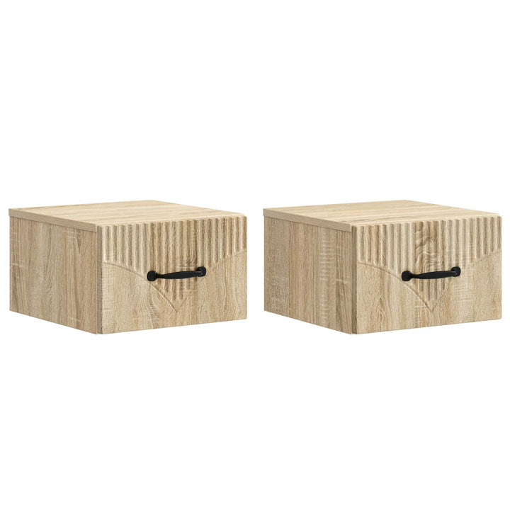 Væghængt Natbord med skuffe 2 pcs Sonoma-eg 34,5 x 33 x 20 cm