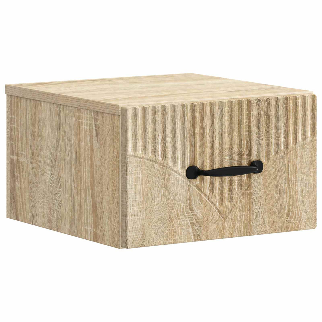 Væghængt Natbord med skuffe 2 pcs Sonoma-eg 34,5 x 33 x 20 cm