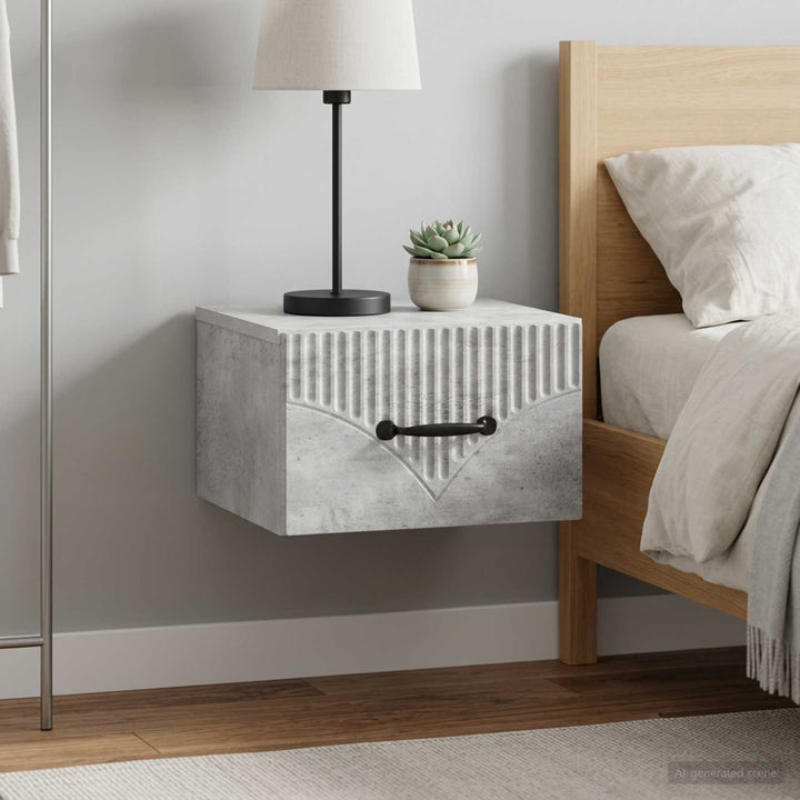 Væghængt Natbord med skuffe 2 pcs Betongrå 34,5 x 33 x 20 cm
