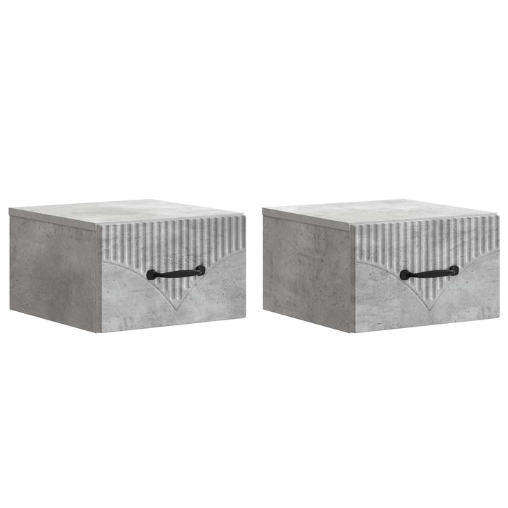 Væghængt Natbord med skuffe 2 pcs Betongrå 34,5 x 33 x 20 cm