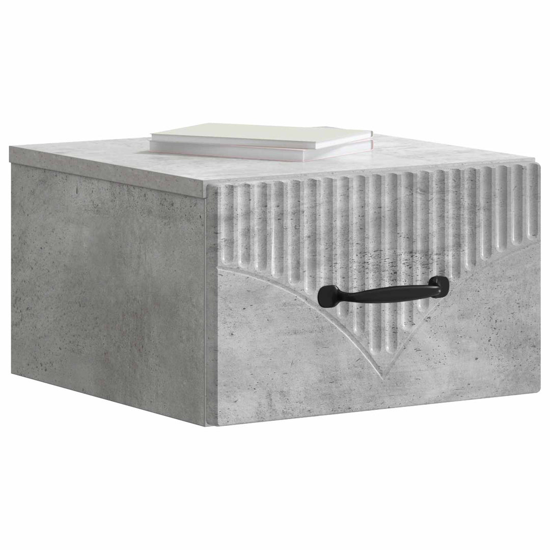 Væghængt Natbord med skuffe 2 pcs Betongrå 34,5 x 33 x 20 cm