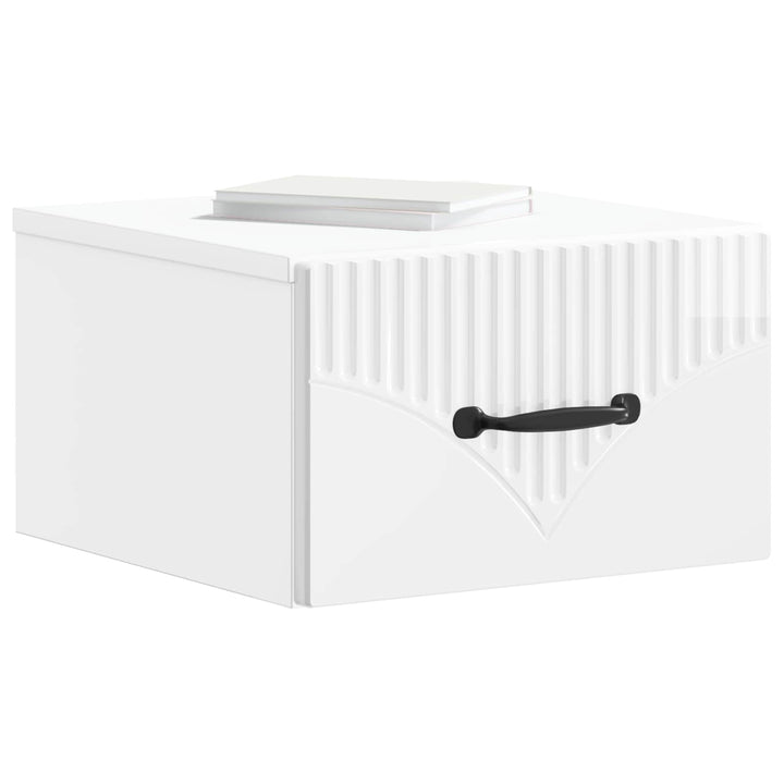 Væghængt Natbord 2 pcs Hvid højglans 34,5 x 33 x 20 cm