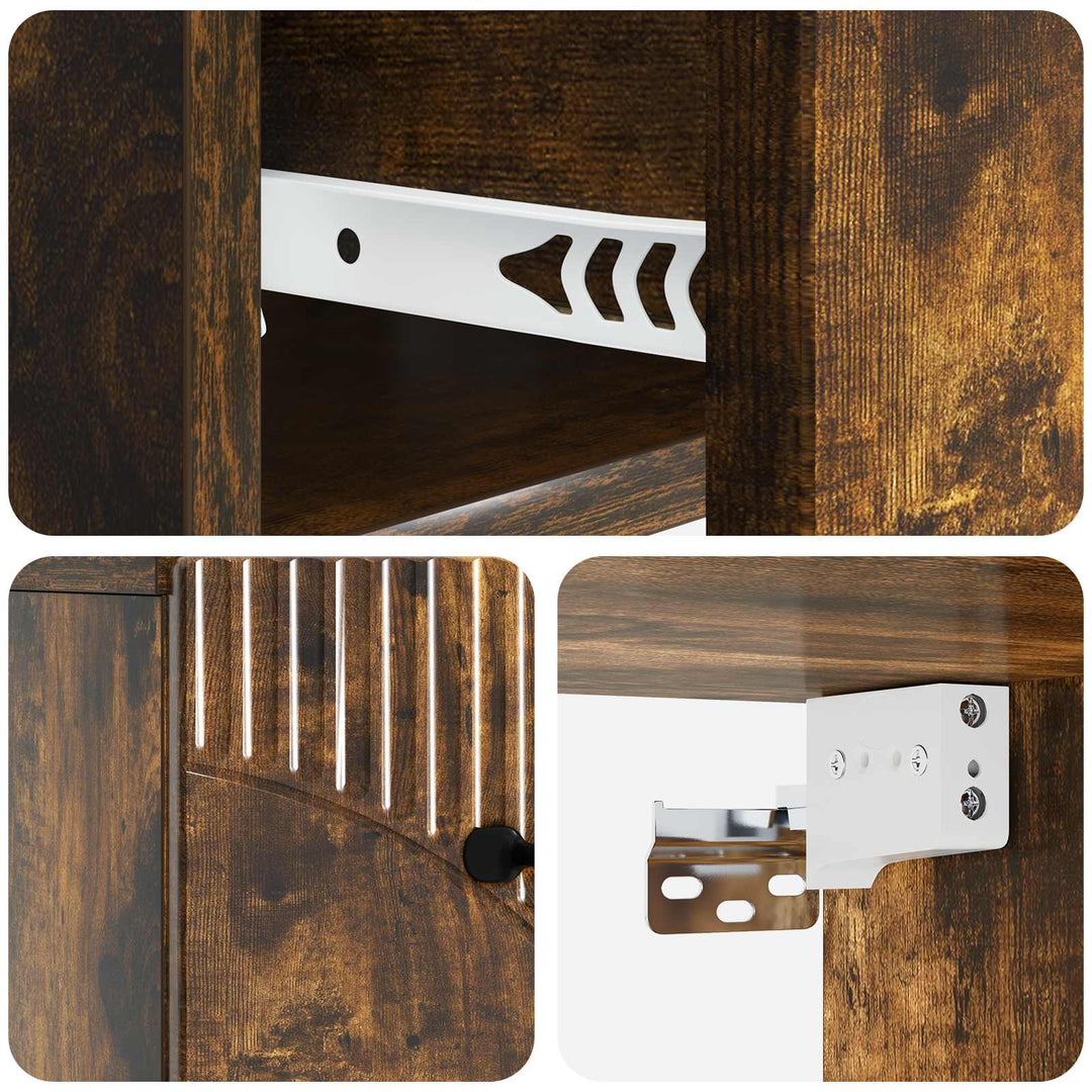 Væghængt Natbord med skuffe 2 pcs Røget eg 34,5 x 33 x 20 cm