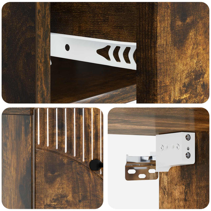 Væghængt Natbord med skuffe 2 pcs Røget eg 34,5 x 33 x 20 cm
