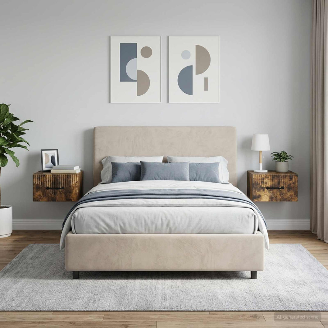 Væghængt Natbord med skuffe 2 pcs Røget eg 34,5 x 33 x 20 cm