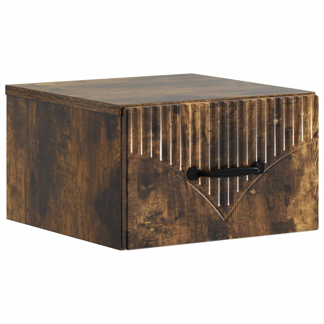 Væghængt Natbord med skuffe 2 pcs Røget eg 34,5 x 33 x 20 cm