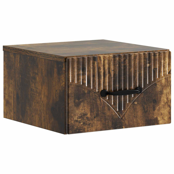 Væghængt Natbord med skuffe 2 pcs Røget eg 34,5 x 33 x 20 cm