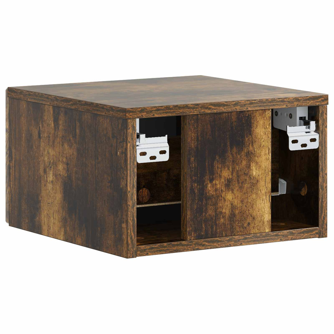 Væghængt Natbord med skuffe 2 pcs Røget eg 34,5 x 33 x 20 cm