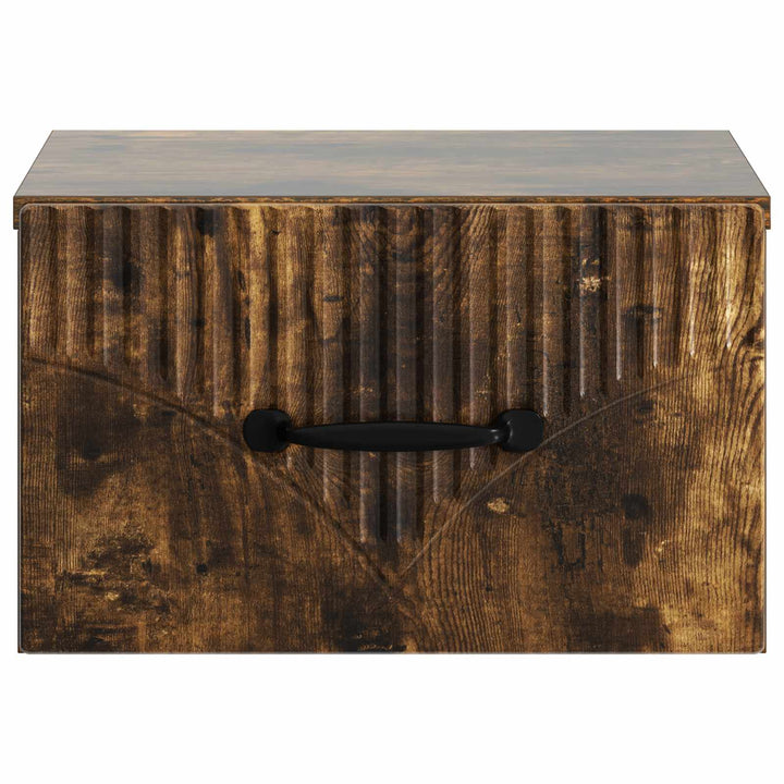 Væghængt Natbord med skuffe 2 pcs Røget eg 34,5 x 33 x 20 cm