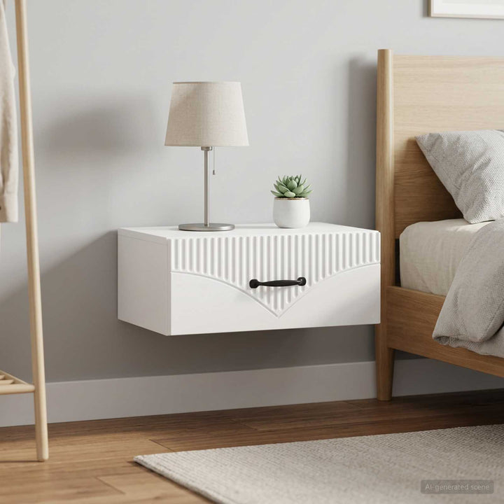 Væghængt Natbord 2 pcs Hvid 49 x 34,5 x 20 cm Konstrueret træ