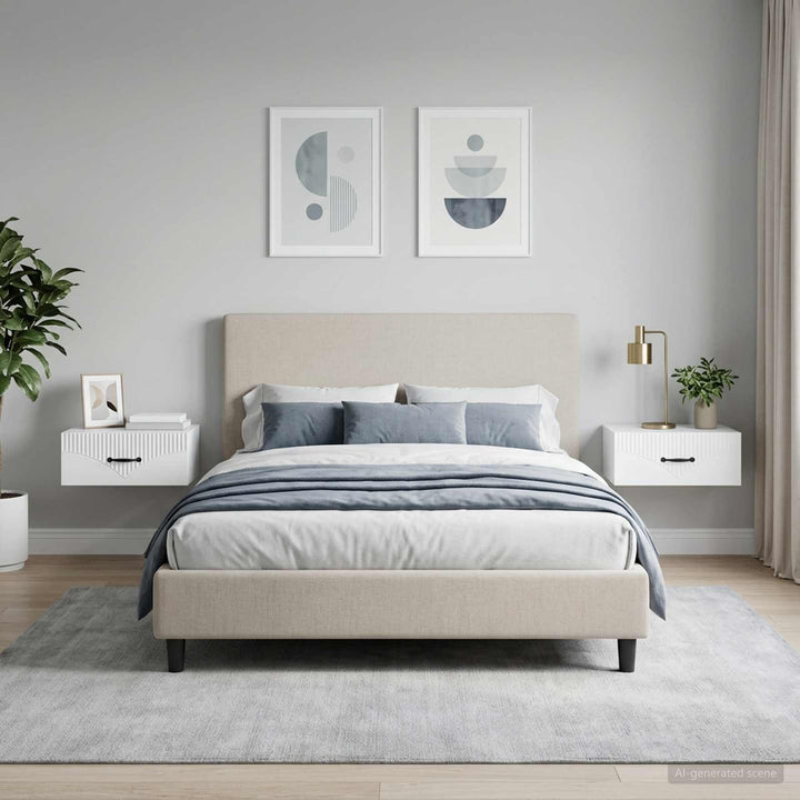 Væghængt Natbord 2 pcs Hvid 49 x 34,5 x 20 cm Konstrueret træ