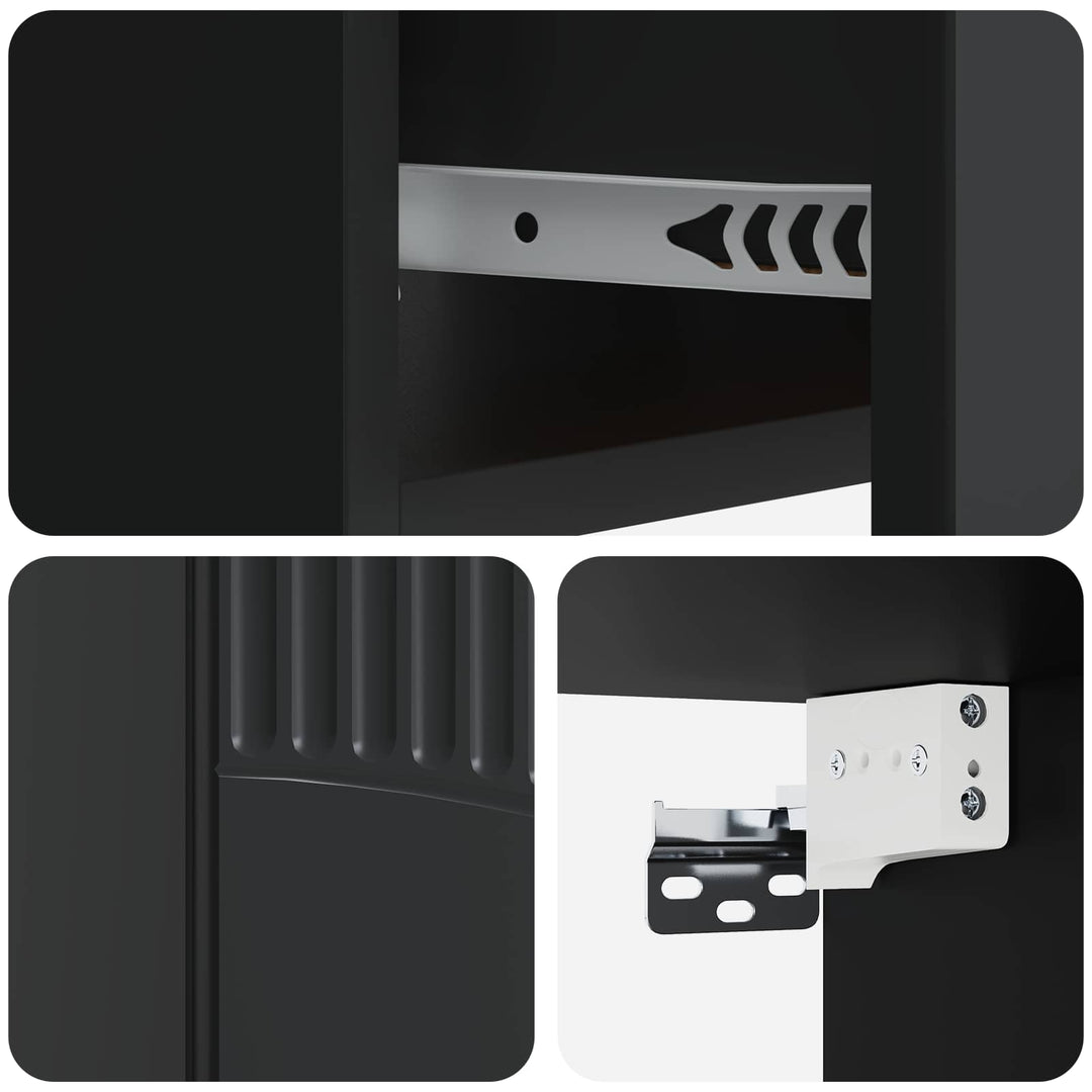 Væghængt Natbord 2 pcs Sort 49 x 34,5 x 20 cm Konstrueret træ