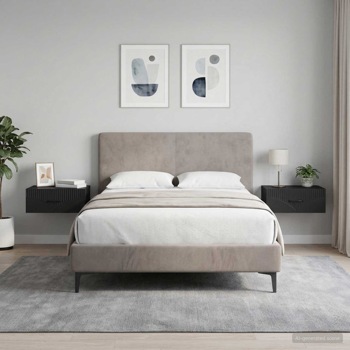 Væghængt Natbord 2 pcs Sort 49 x 34,5 x 20 cm Konstrueret træ