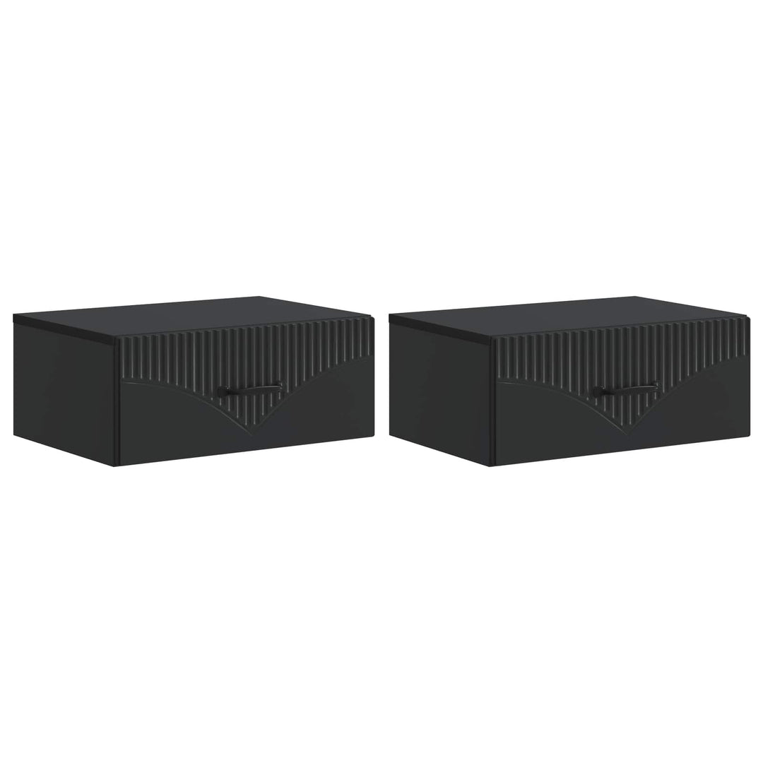 Væghængt Natbord 2 pcs Sort 49 x 34,5 x 20 cm Konstrueret træ