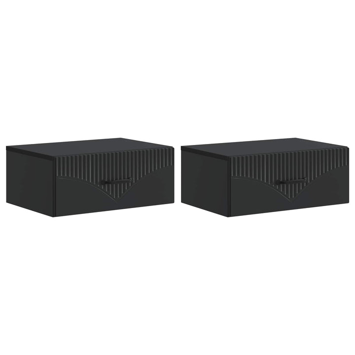 Væghængt Natbord 2 pcs Sort 49 x 34,5 x 20 cm Konstrueret træ