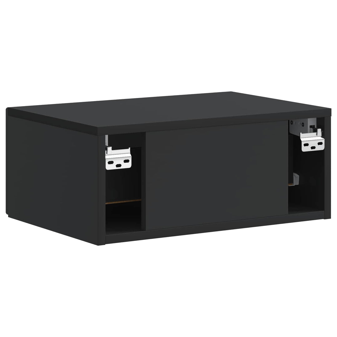 Væghængt Natbord 2 pcs Sort 49 x 34,5 x 20 cm Konstrueret træ
