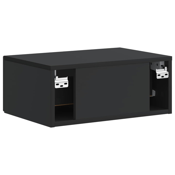 Væghængt Natbord 2 pcs Sort 49 x 34,5 x 20 cm Konstrueret træ