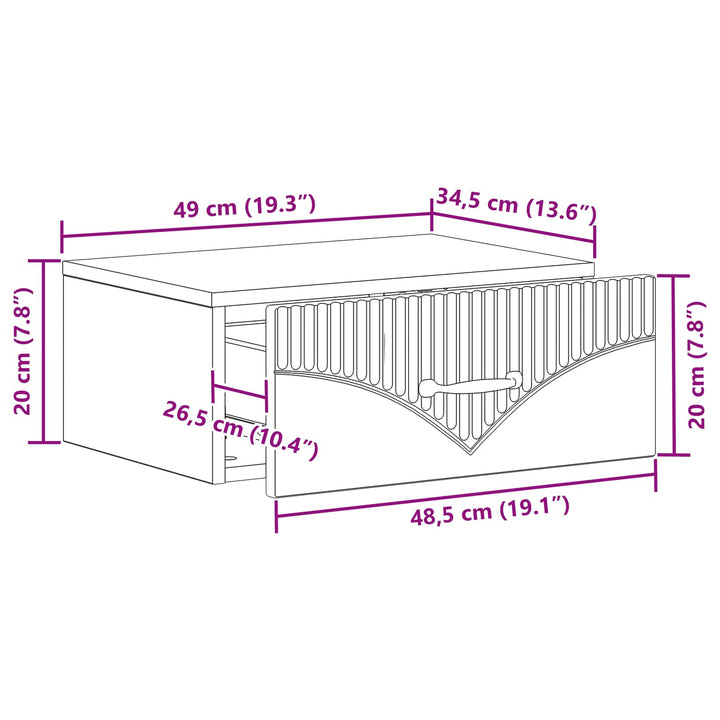 Væghængt Natbord 2 pcs Sort 49 x 34,5 x 20 cm Konstrueret træ