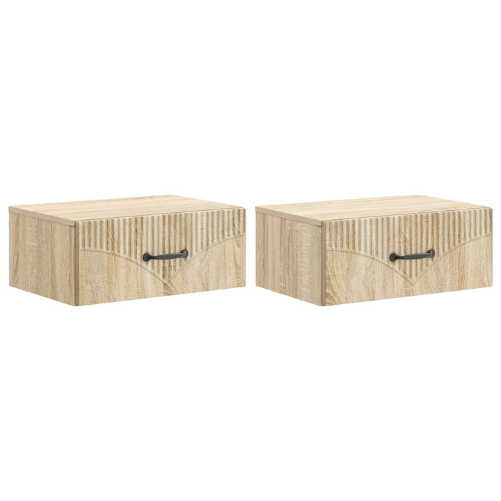 Væghængt Natbord med skuffe 2 pcs Sonoma-eg 49 x 34,5 x 20 cm