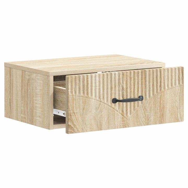 Væghængt Natbord med skuffe 2 pcs Sonoma-eg 49 x 34,5 x 20 cm