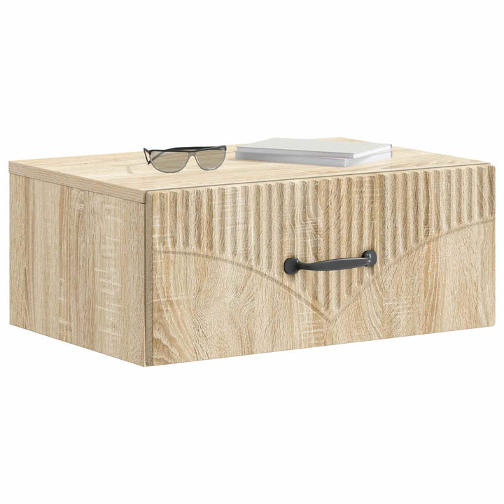 Væghængt Natbord med skuffe 2 pcs Sonoma-eg 49 x 34,5 x 20 cm