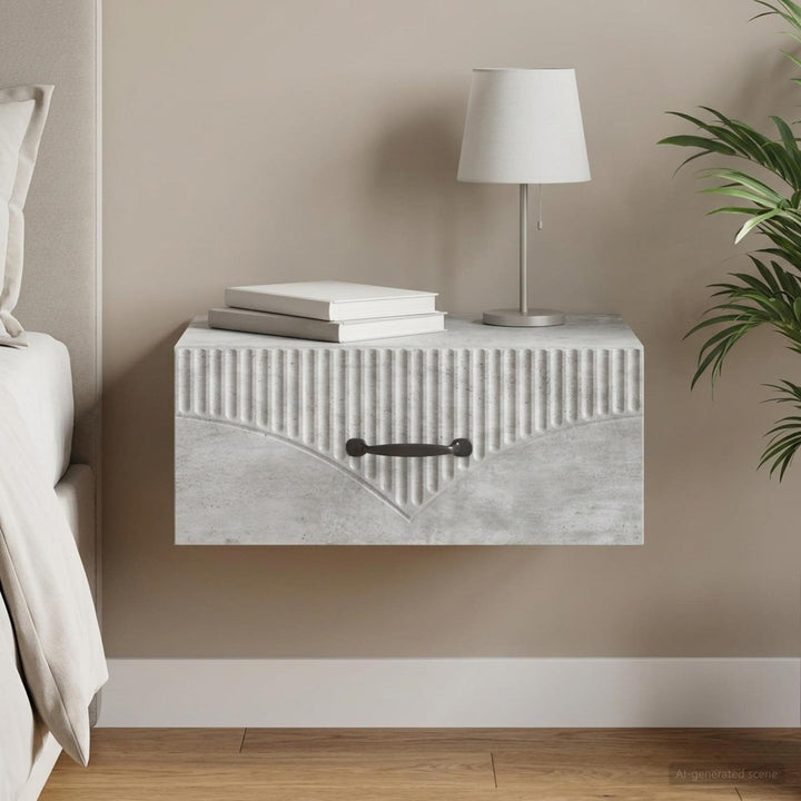 Væghængt Natbord Betongrå 49 x 34,5 x 20 cm Konstrueret træ