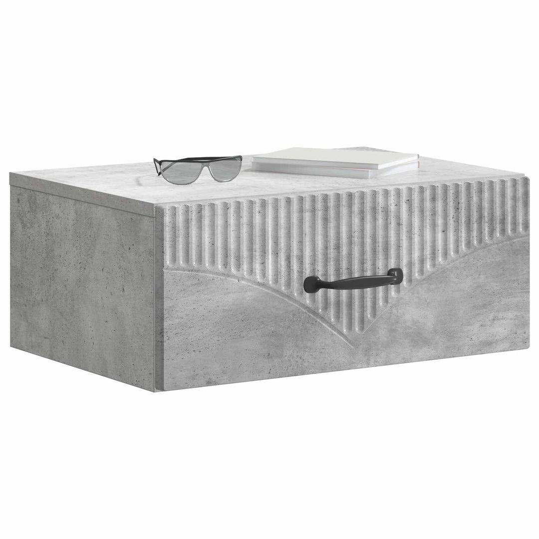 Væghængt Natbord Betongrå 49 x 34,5 x 20 cm Konstrueret træ