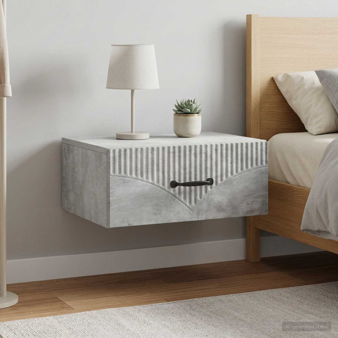 Væghængt Natbord med skuffe 2 pcs Betongrå 49 x 34,5 x 20 cm