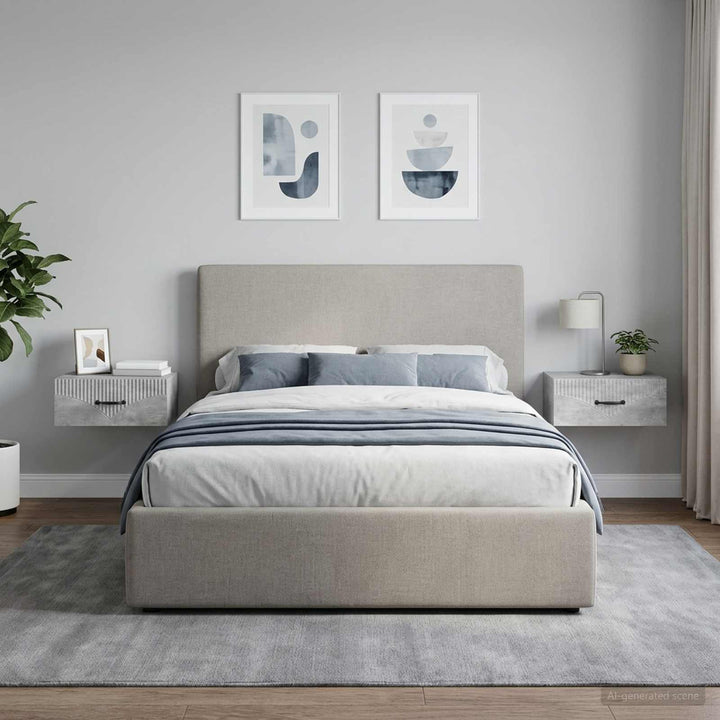 Væghængt Natbord med skuffe 2 pcs Betongrå 49 x 34,5 x 20 cm
