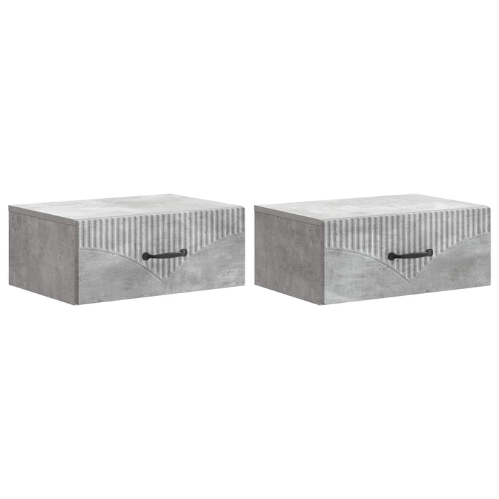 Væghængt Natbord med skuffe 2 pcs Betongrå 49 x 34,5 x 20 cm