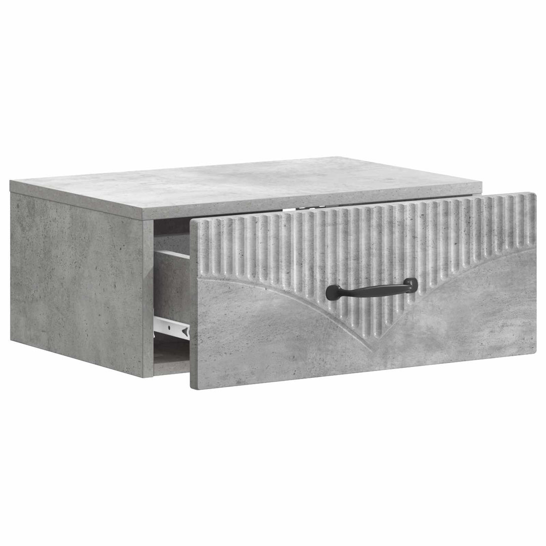 Væghængt Natbord med skuffe 2 pcs Betongrå 49 x 34,5 x 20 cm