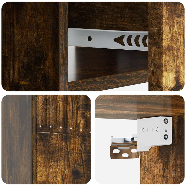 Væghængt Natbord med skuffe 2 pcs Røget eg 49 x 34,5 x 20 cm