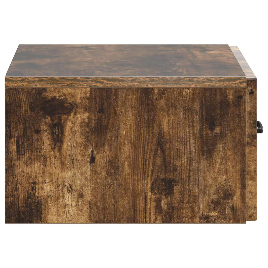 Væghængt Natbord med skuffe 2 pcs Røget eg 49 x 34,5 x 20 cm