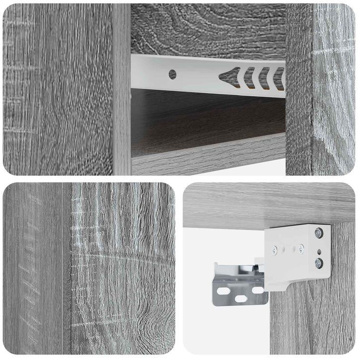 Væghængt Natbord 2 pcs Grå sonoma-eg 49 x 34,5 x 20 cm