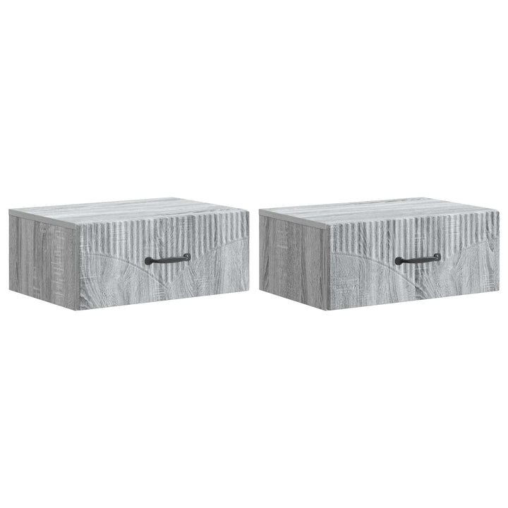 Væghængt Natbord 2 pcs Grå sonoma-eg 49 x 34,5 x 20 cm
