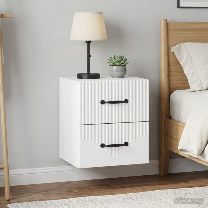 Væghængt Natbord 2 pcs Hvid 34,5 x 33 x 40 cm Konstrueret træ